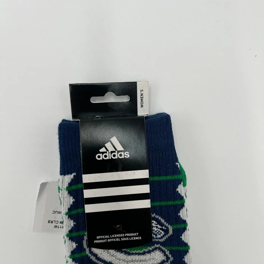 Adidas Vancouver Canucks‎ NHL Womens Crew Socks 2 Pair Pack Blue Green OSFA